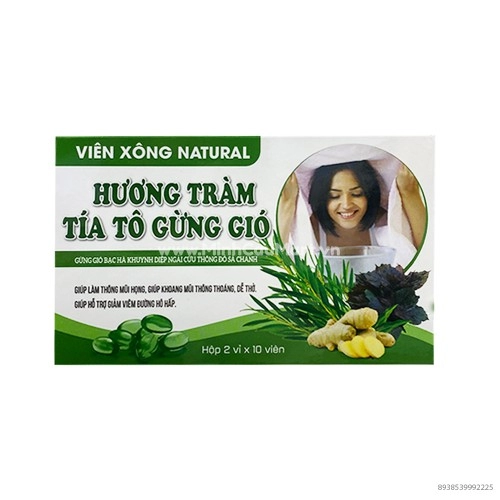 Viên Xông Natural Hương Tràm Tía Tô Gừng Gió Hộp Xanh Viên Xông Natural Hương Tràm Tía Tô Gừng Gió Hộp Xanh